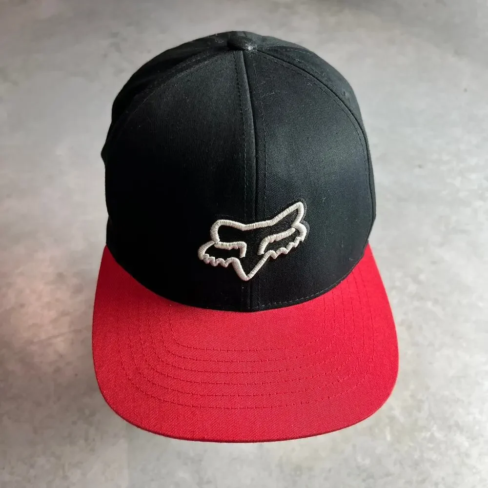 Fox Racing Head Snapback Hat Black & Red One Size Adjustable